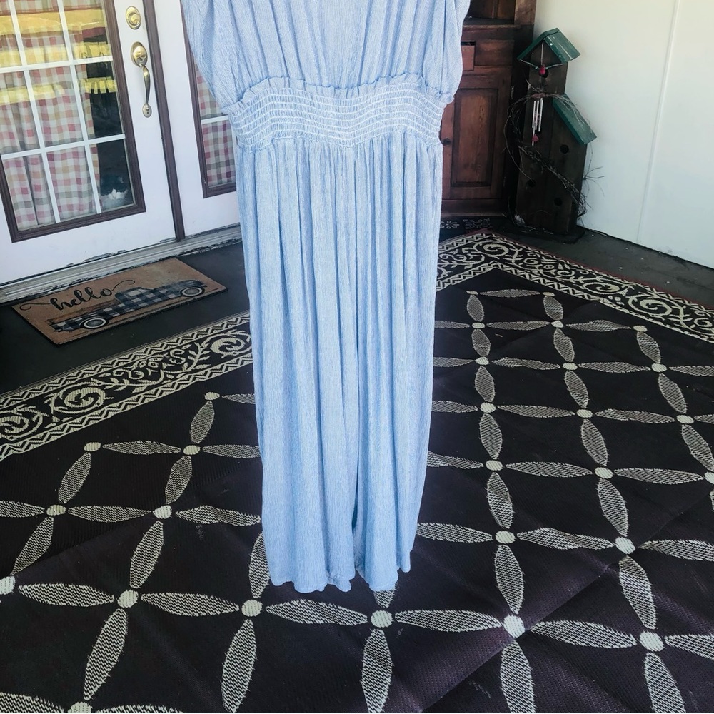 Grace Elements Women’s Silver Blue Pencil Stripe Sleeveless Jumpsuit Size XL - Picture 8 of 16